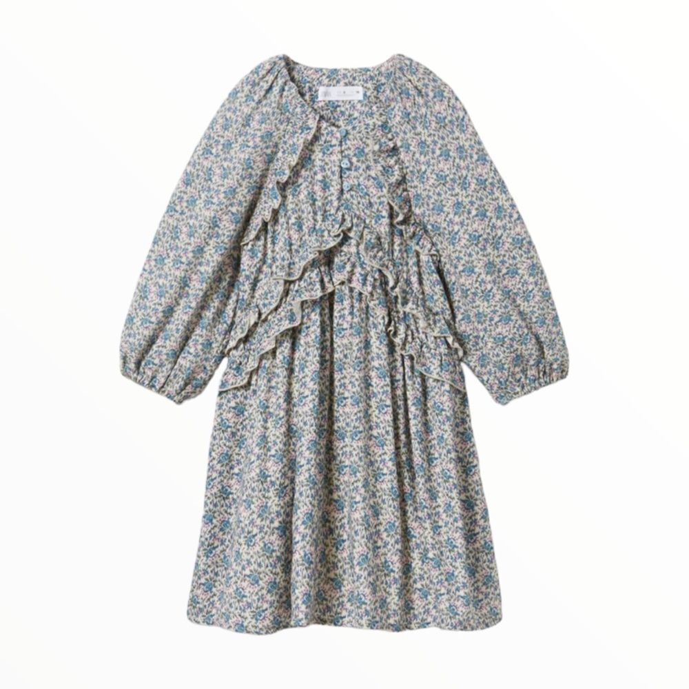 ZARA Kids | Mid-Turquoise | RUFFLED FLORAL DRESS - Picture 2 of 10